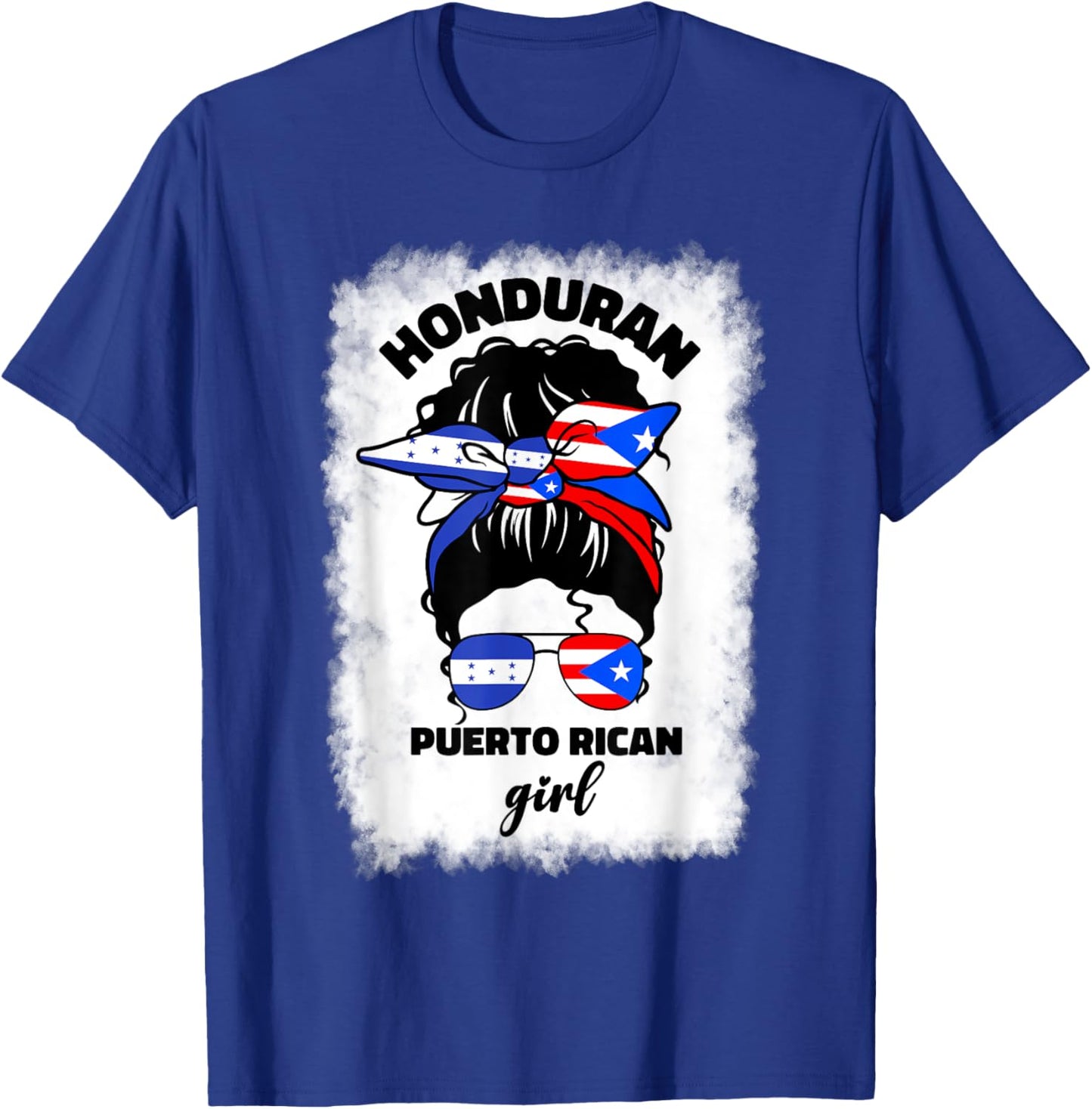 Half Honduran And Puerto Rican Rico Honduras Flag Girl Mix T-Shirt - T-Shirt | Royal