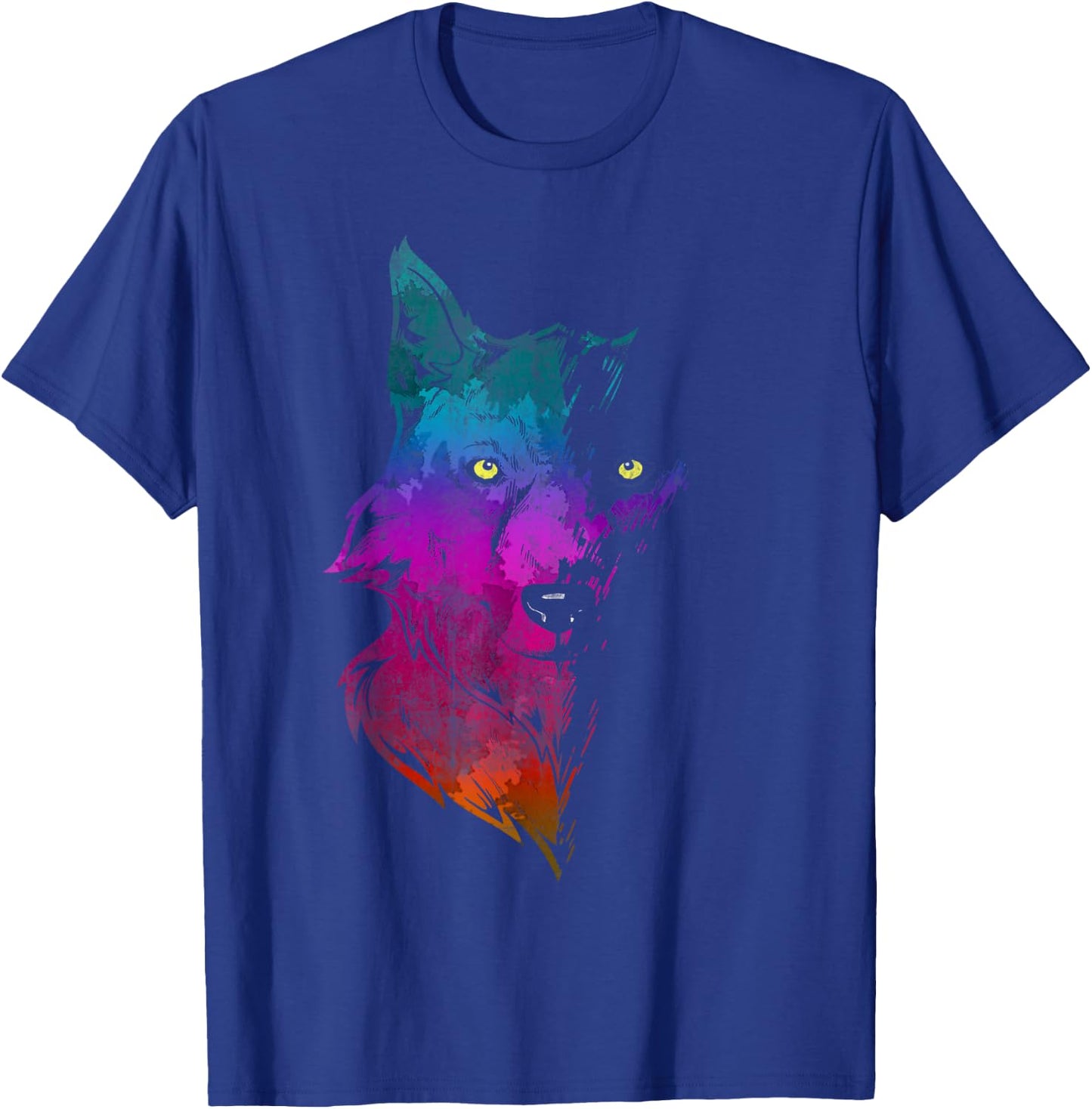 Howl Wildlife Forest Animal Predator Portrait Colorful Wolf T-Shirt - T-Shirt | Royal