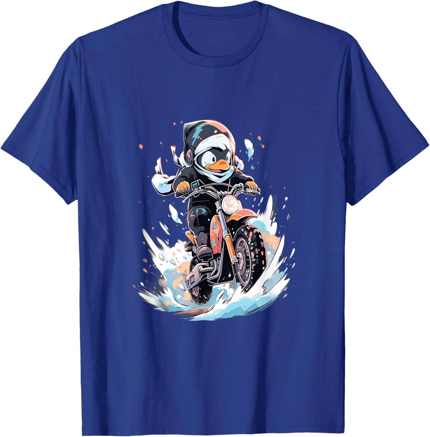 Dirt Bike Penguin Ice Racer Motorcycle Ice Racing T-Shirt - T-Shirt | Royal