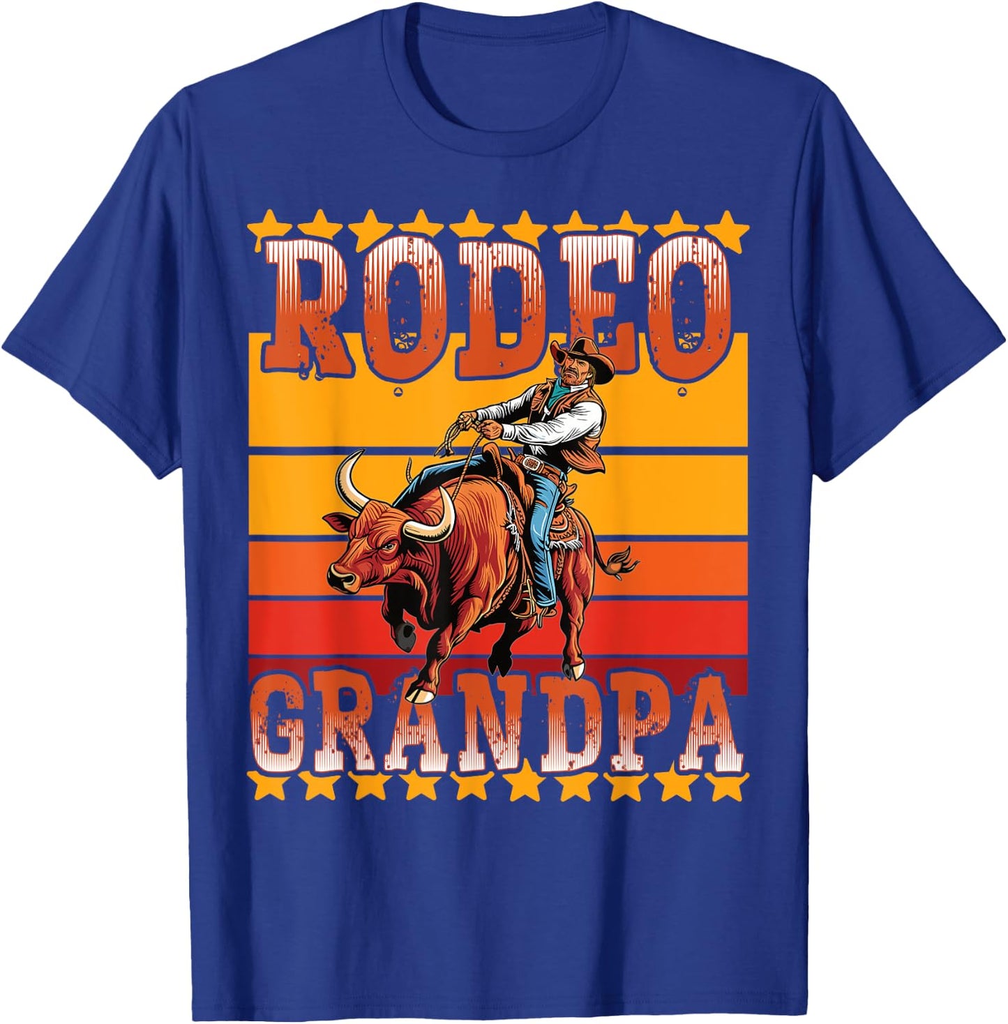 Rodeo Rider Crew Grandpa Western Cowboy Horses Bulls Rodeo T-Shirt - T-Shirt | Royal