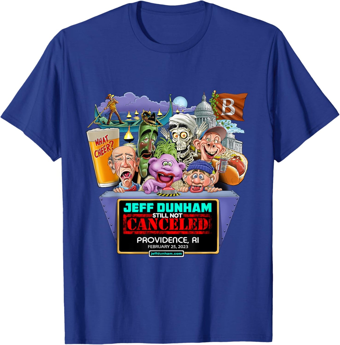 Jeff Dunham Providence, RI (2023) T-Shirt - T-Shirt | Royal