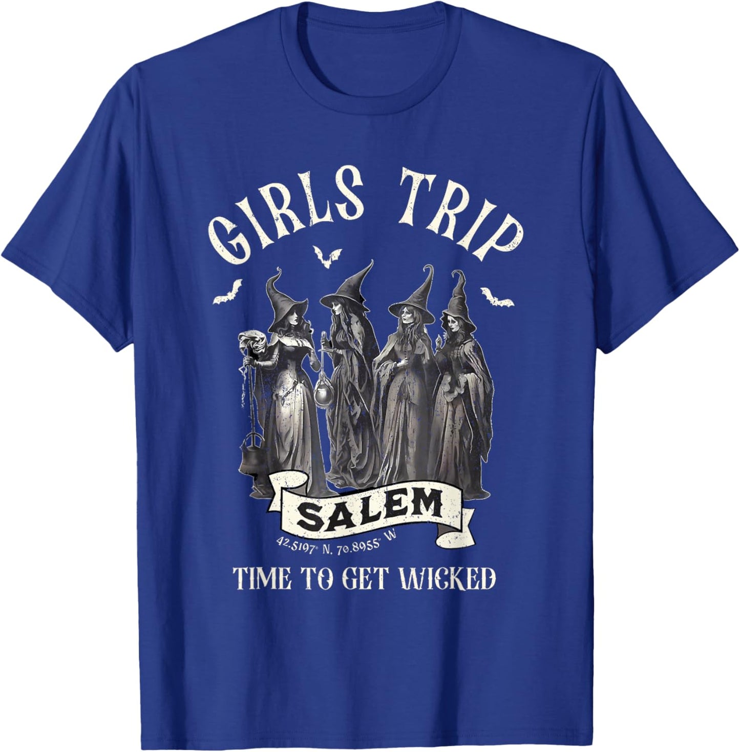 Vintage Girls Trip to Salem Time To Get Wicked Halloween T-Shirt - T-Shirt | Royal