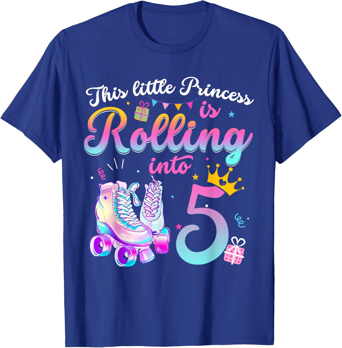 Roller Skate 5th Birthday Shirt 5 Year Old Girl Party Outfit T-Shirt - T-Shirt | Royal