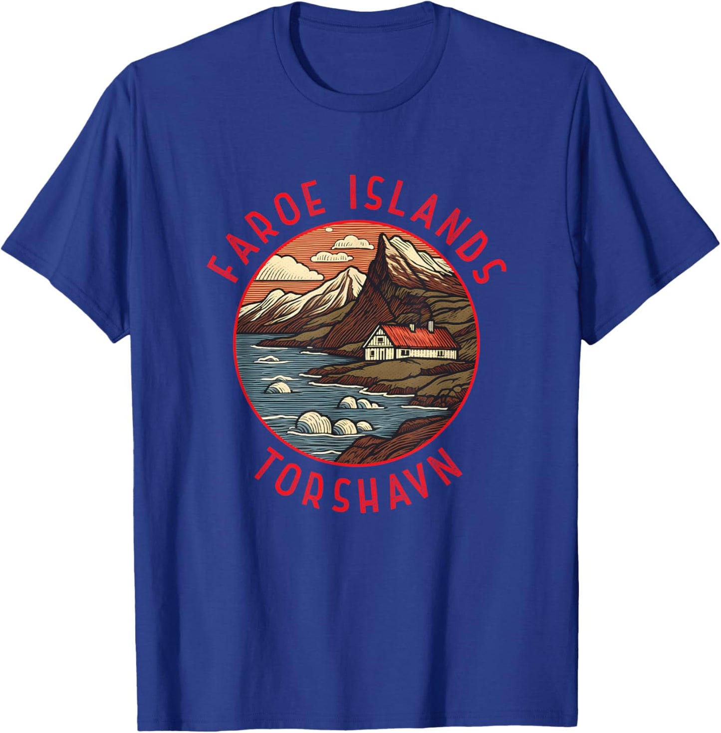 Faroe Islands Tórshavn Retro Distressed Circle T-Shirt - T-Shirt | Royal