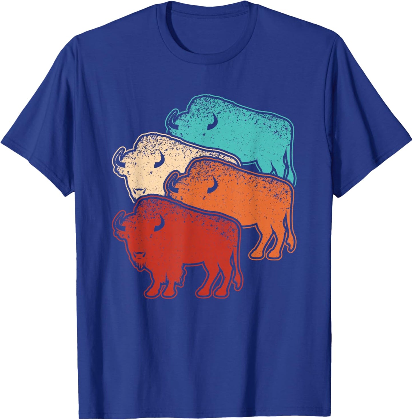 Retro Bison Lover Vintage Buffalo Men Women Kids T-Shirt - T-Shirt | Royal