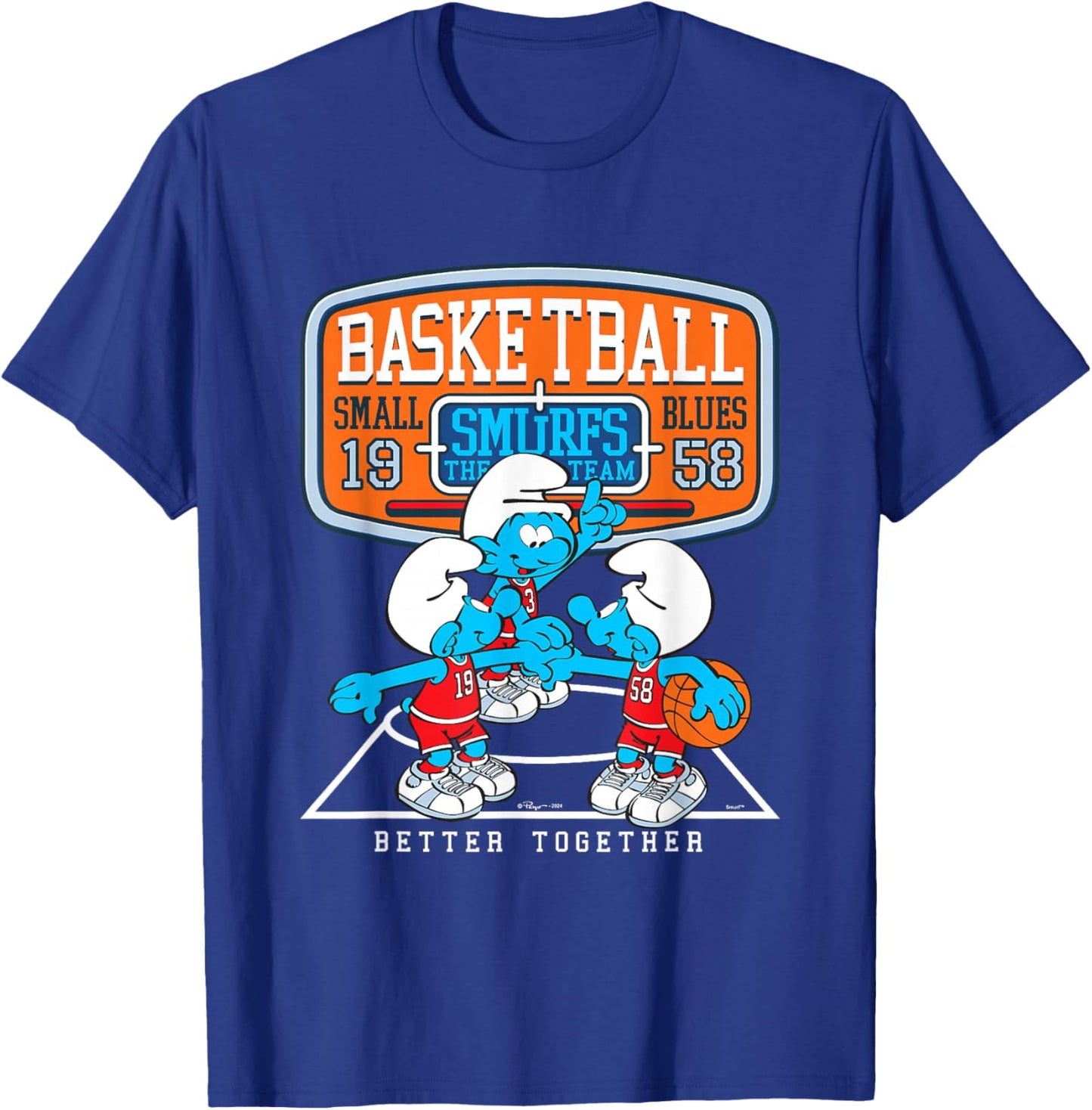 The Smurfs Basketball Team Better Together Big Chest Logo T-Shirt - T-Shirt | Royal