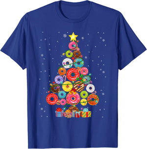 Funny Donuts Christmas Tree Lights Xmas PJS Boys Kids Girls T-Shirt - T-Shirt | Royal