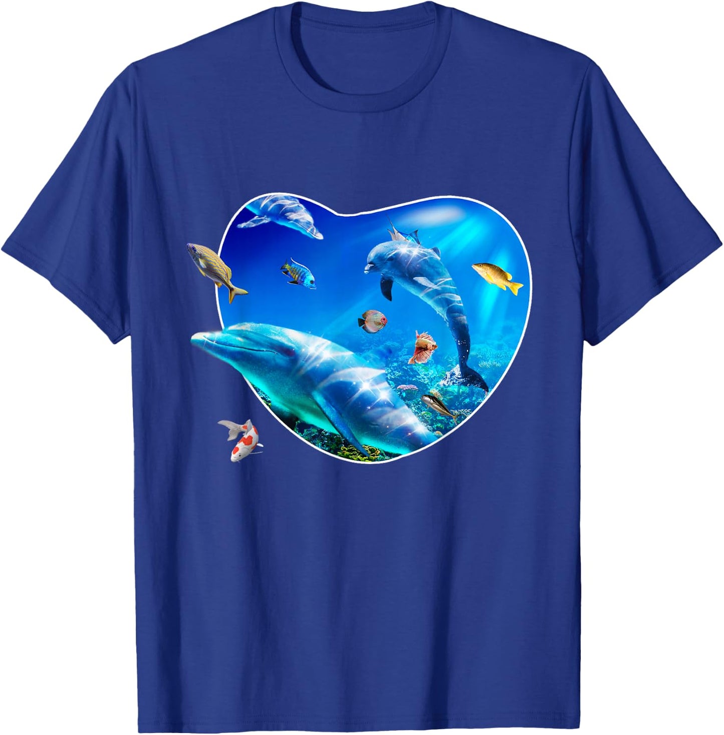 Dolphins Underwater Ocean Dolphin Coral Fish T-Shirt - T-Shirt | Royal