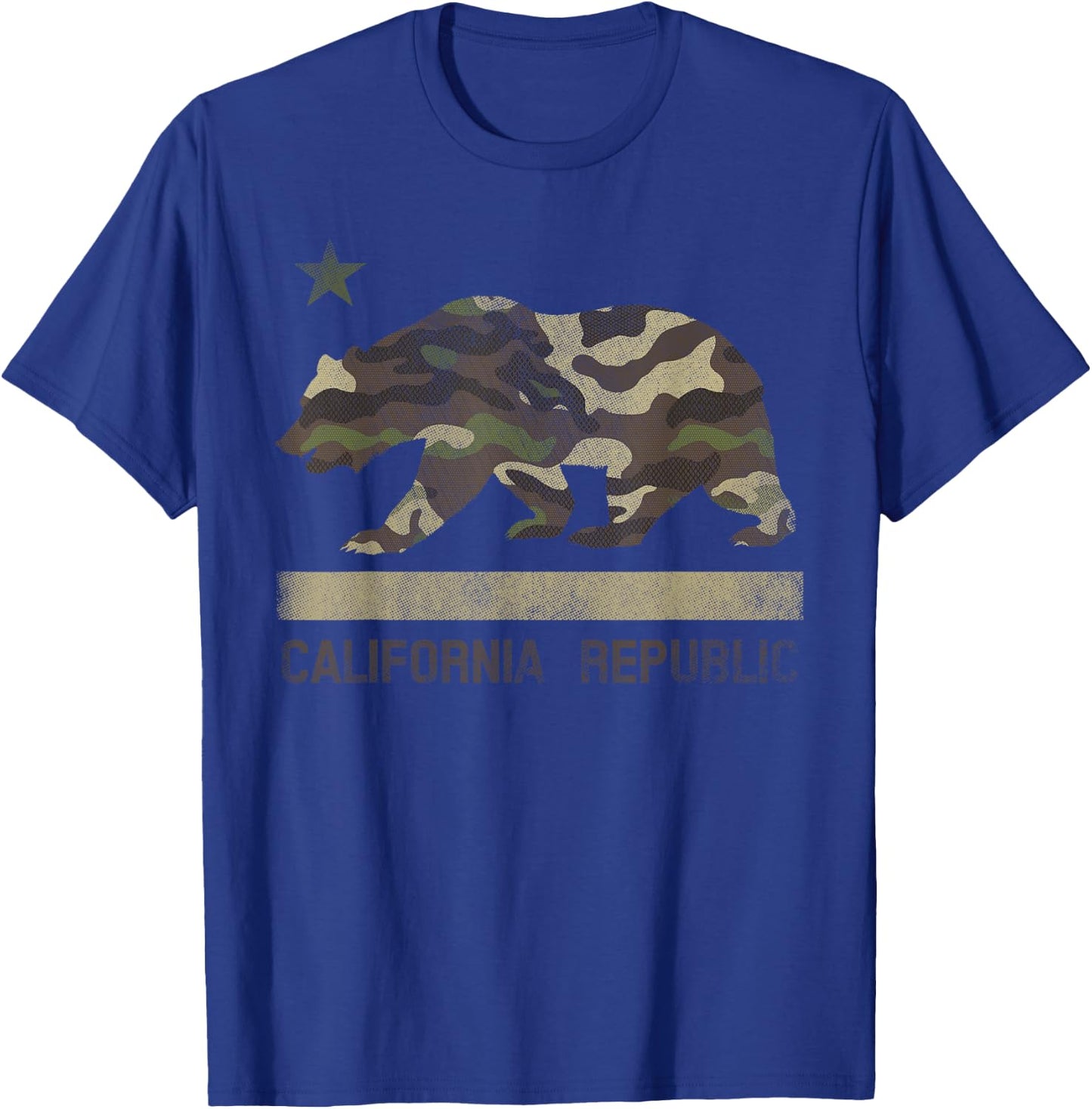 Camouflage California Republic Flag Bear Star Cali LA T-Shirt - T-Shirt | Royal