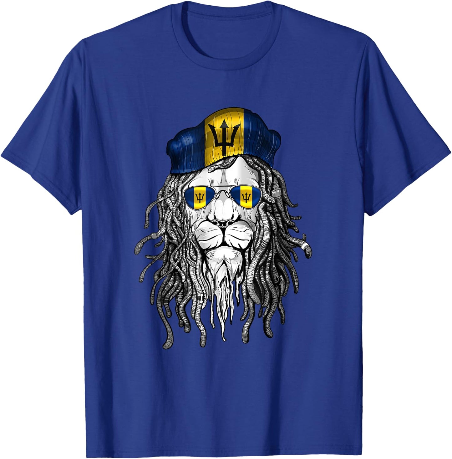 Barbados Flag Lion T-Shirt - T-Shirt | Royal