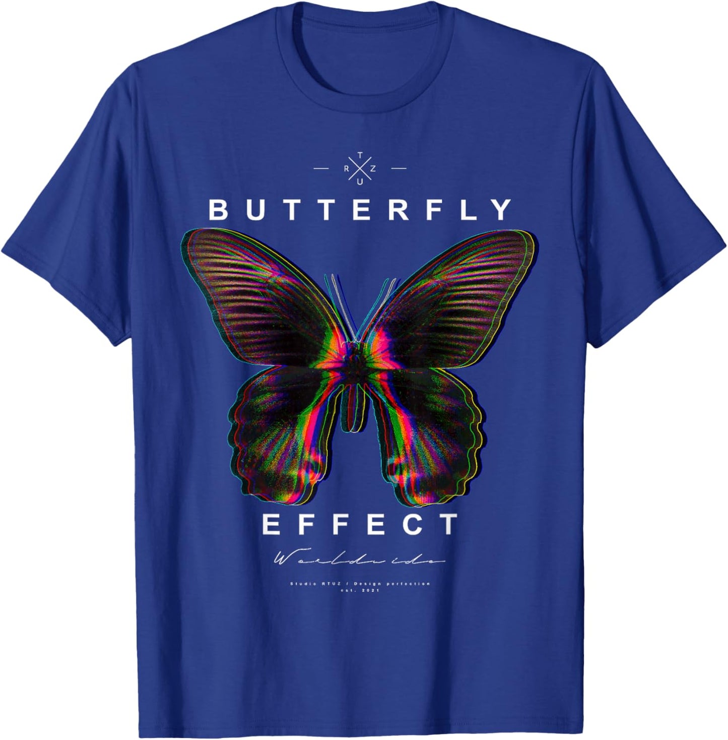 Hip Hop Y2K Hipster Streetwear Urban Mite Butterfly Papillon T-Shirt - T-Shirt | Royal