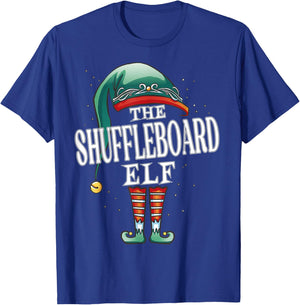 Shuffleboard Elf Christmas Group Xmas Pajama Party T-Shirt - T-Shirt | Royal