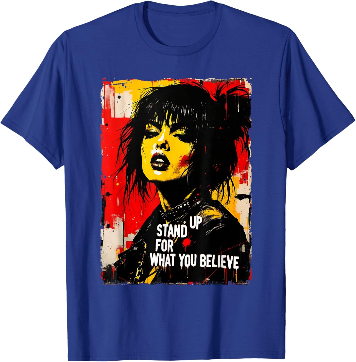 Punk Girl Graffiti Grunge 90s Distressed Graphic Vintage T-Shirt - T-Shirt | Royal