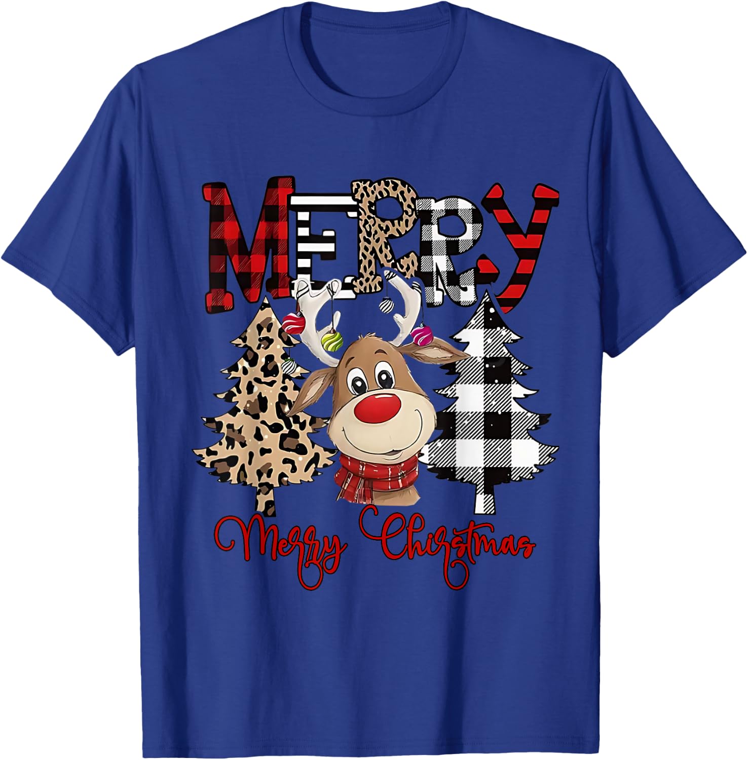 Funny Christmas Cartoon Cute Reindeer T-Shirt - T-Shirt | Royal