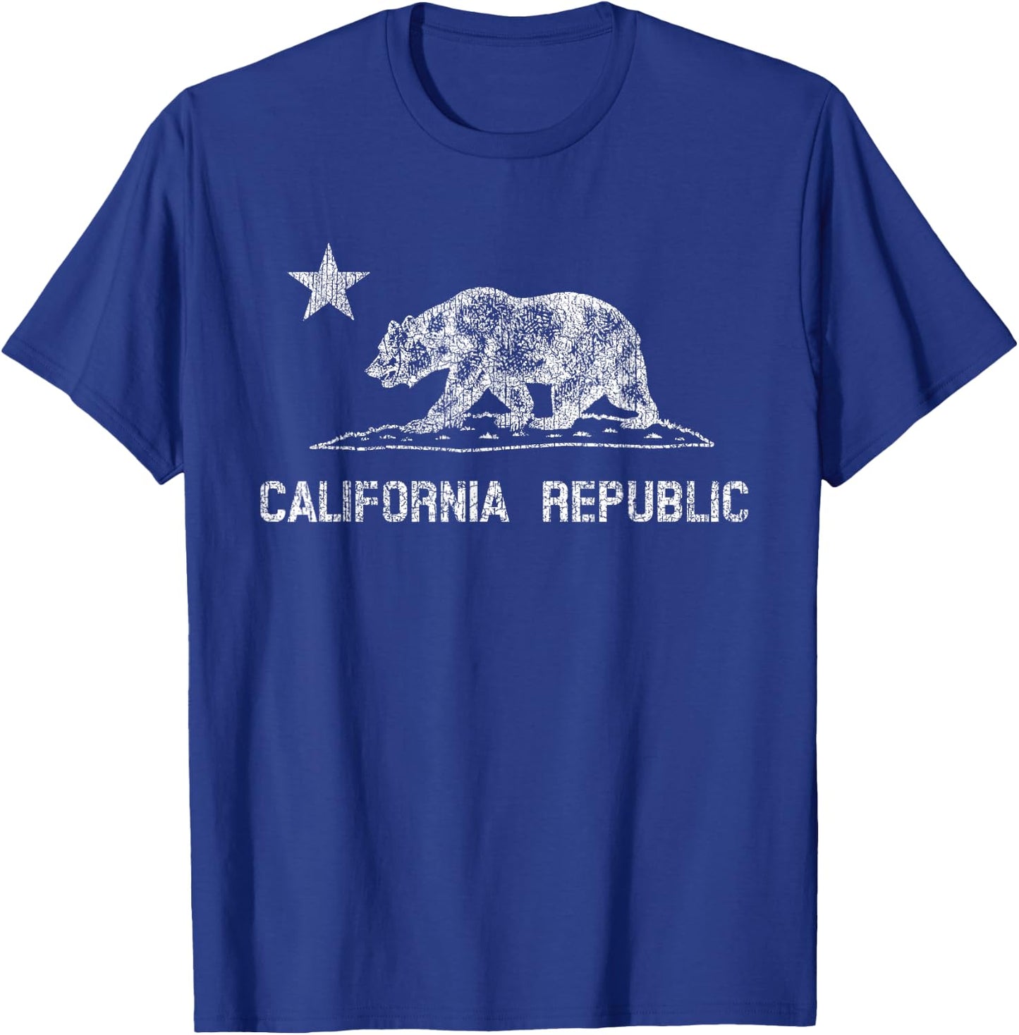 California Republic Flag Distressed Bear T-Shirt - T-Shirt | Royal