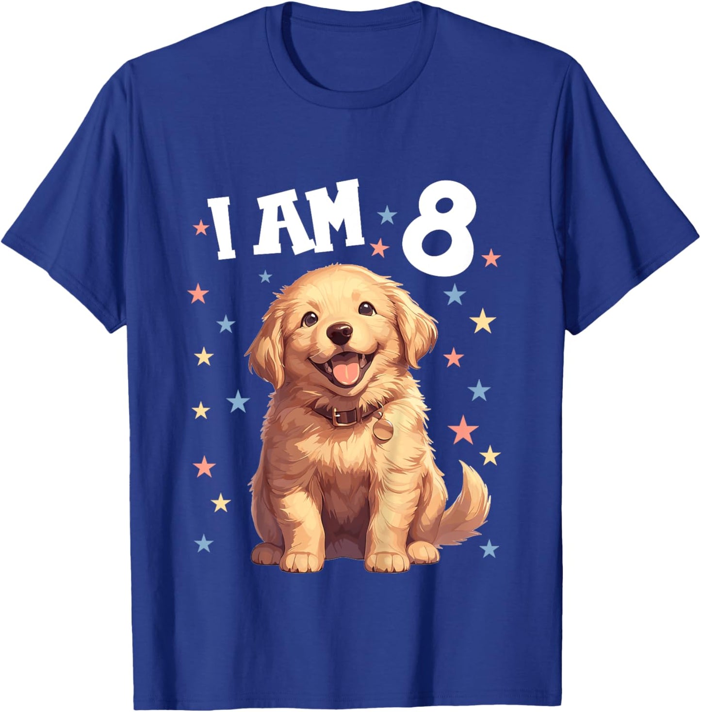 Kids 8 Years old 8th birthday Golden Retrievers Golden Retriever T-Shirt - T-Shirt | Royal