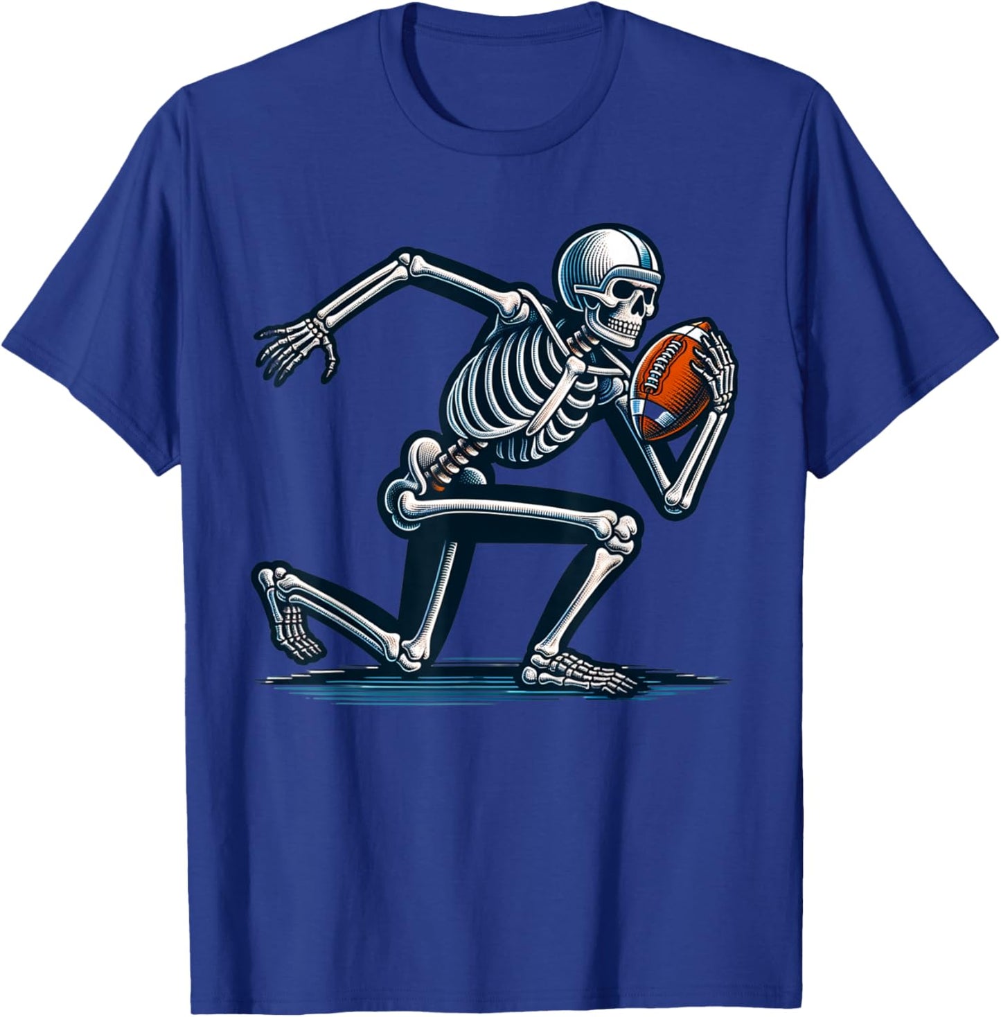 American Football Skeleton Boys Men Football Fan Halloween T-Shirt - T-Shirt | Royal