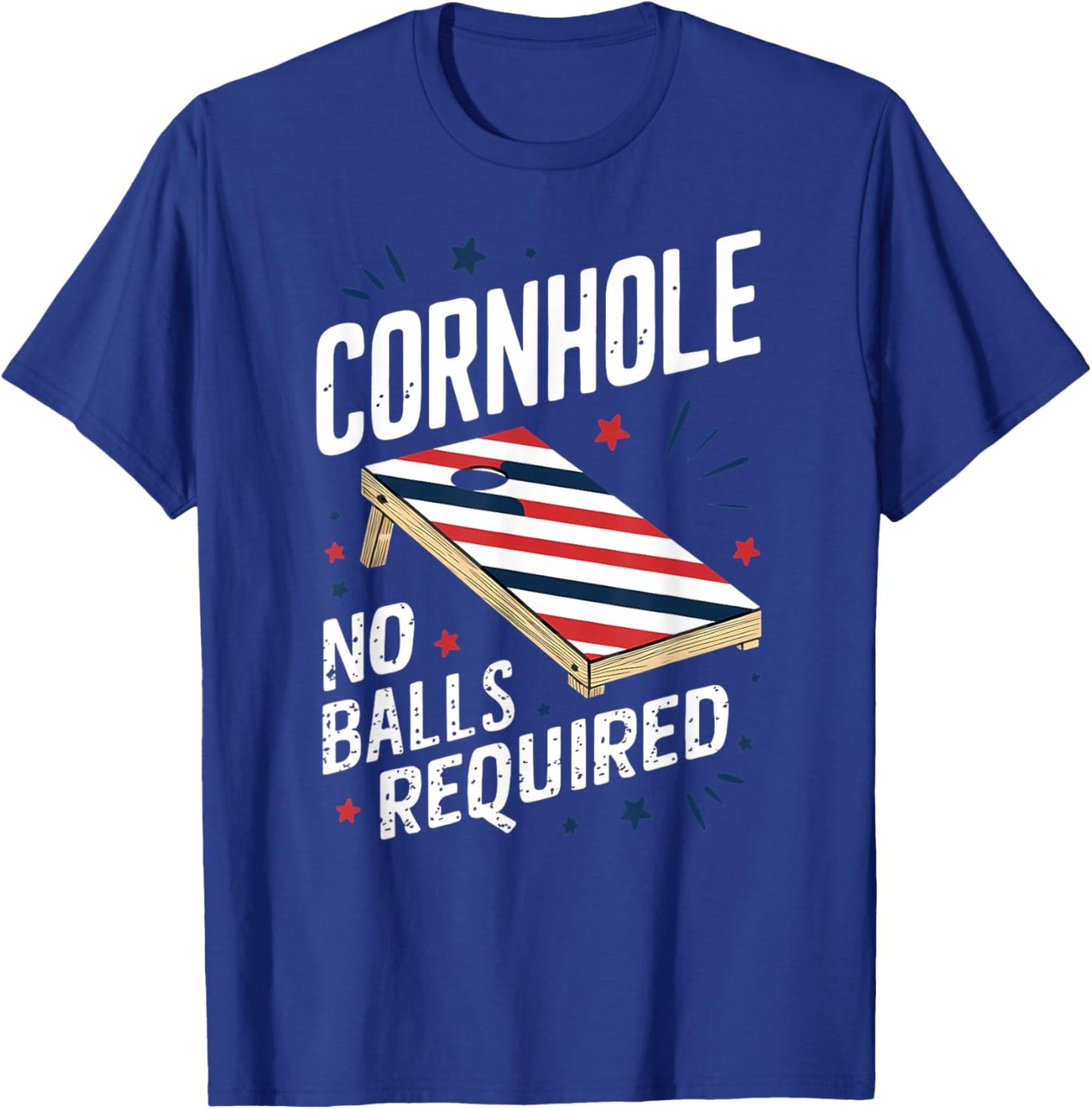 Funny Patriotic July 4th Cornhole No Balls Required T-Shirt - T-Shirt | Royal