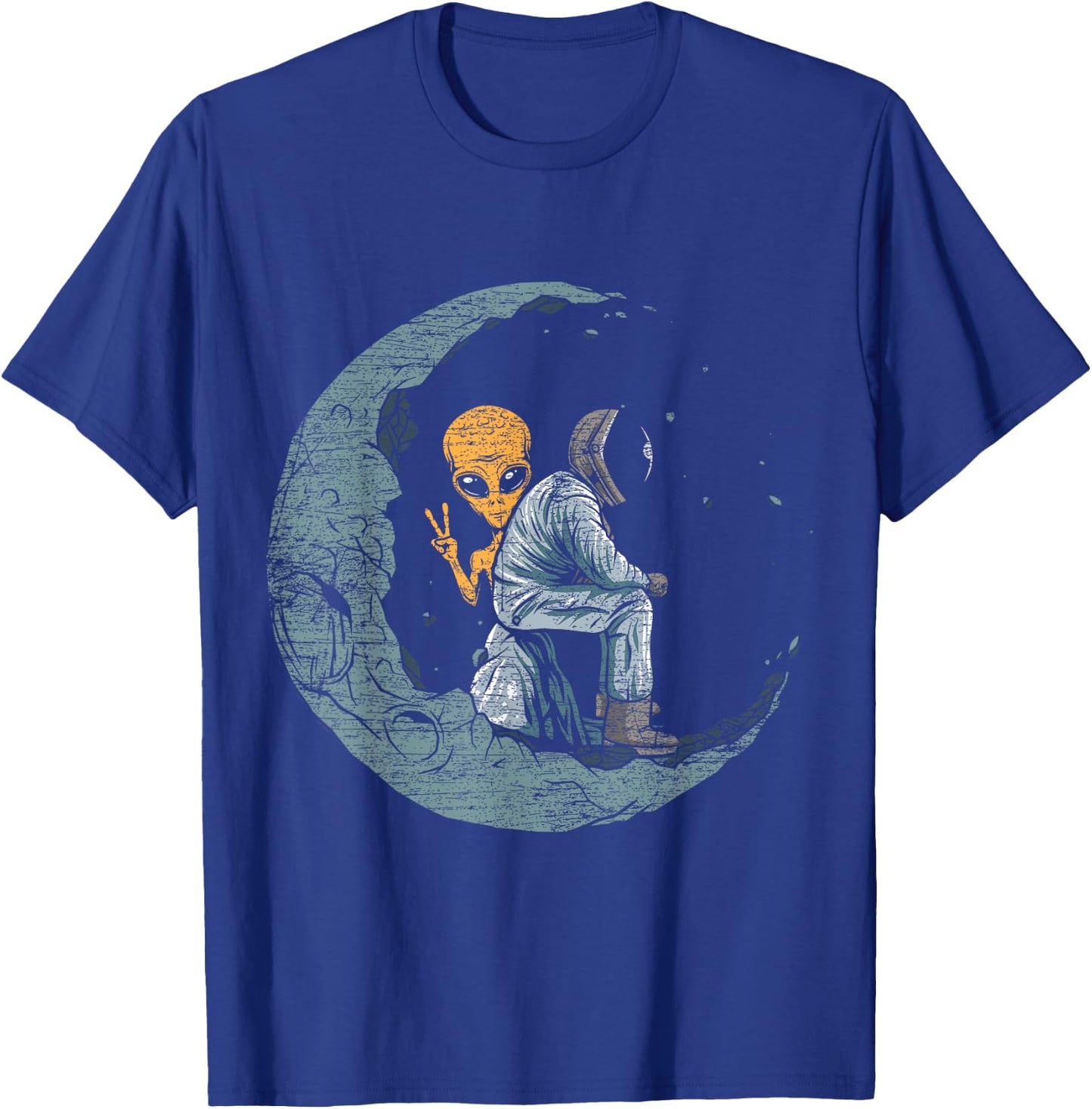 Planets Moon Spaceship Astronaut T-Shirt - T-Shirt | Royal
