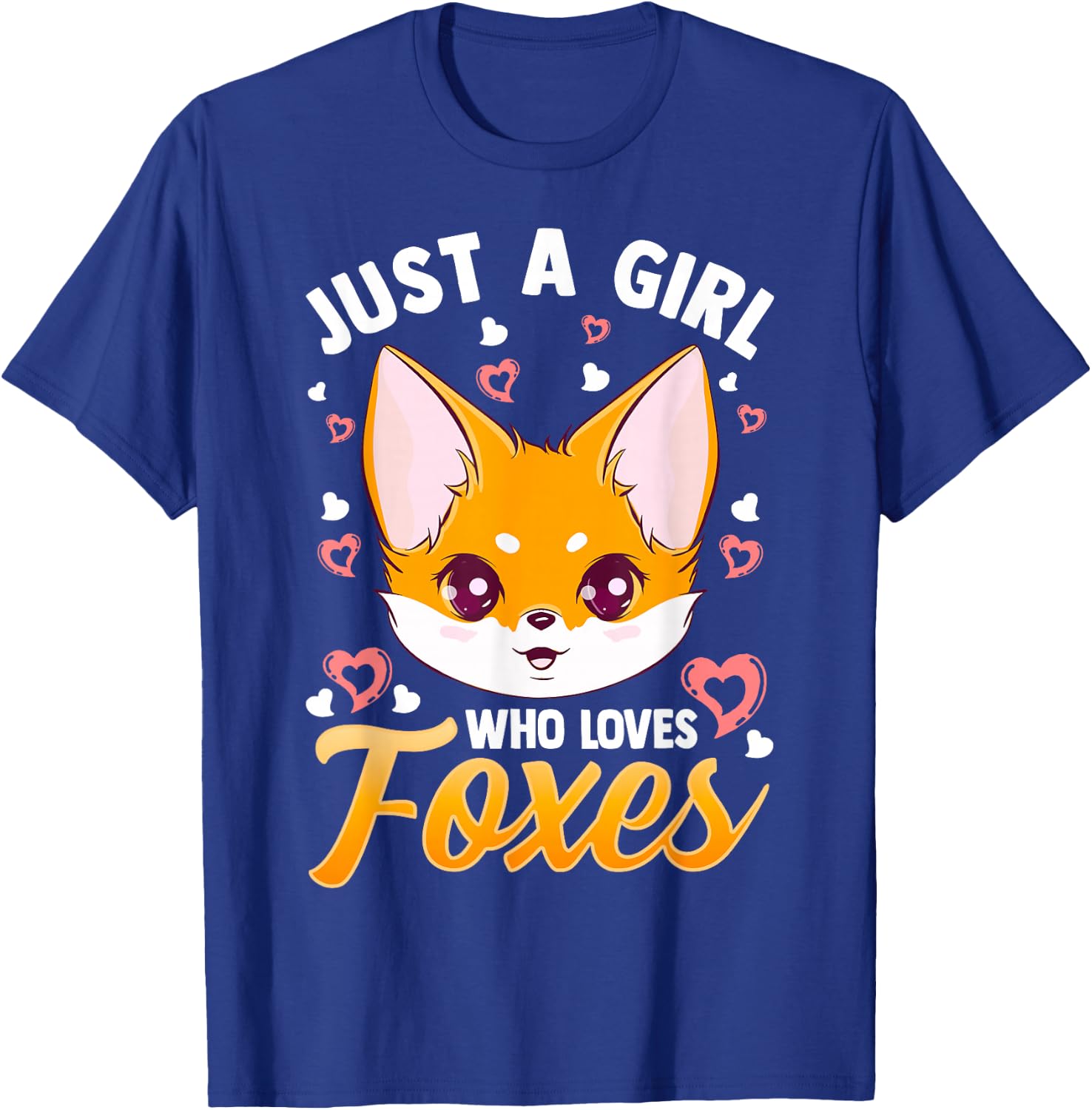 Just A Girl Who Loves Foxes Kids Girls Cute Fox Gift Mom Small T-Shirt - T-Shirt | Royal