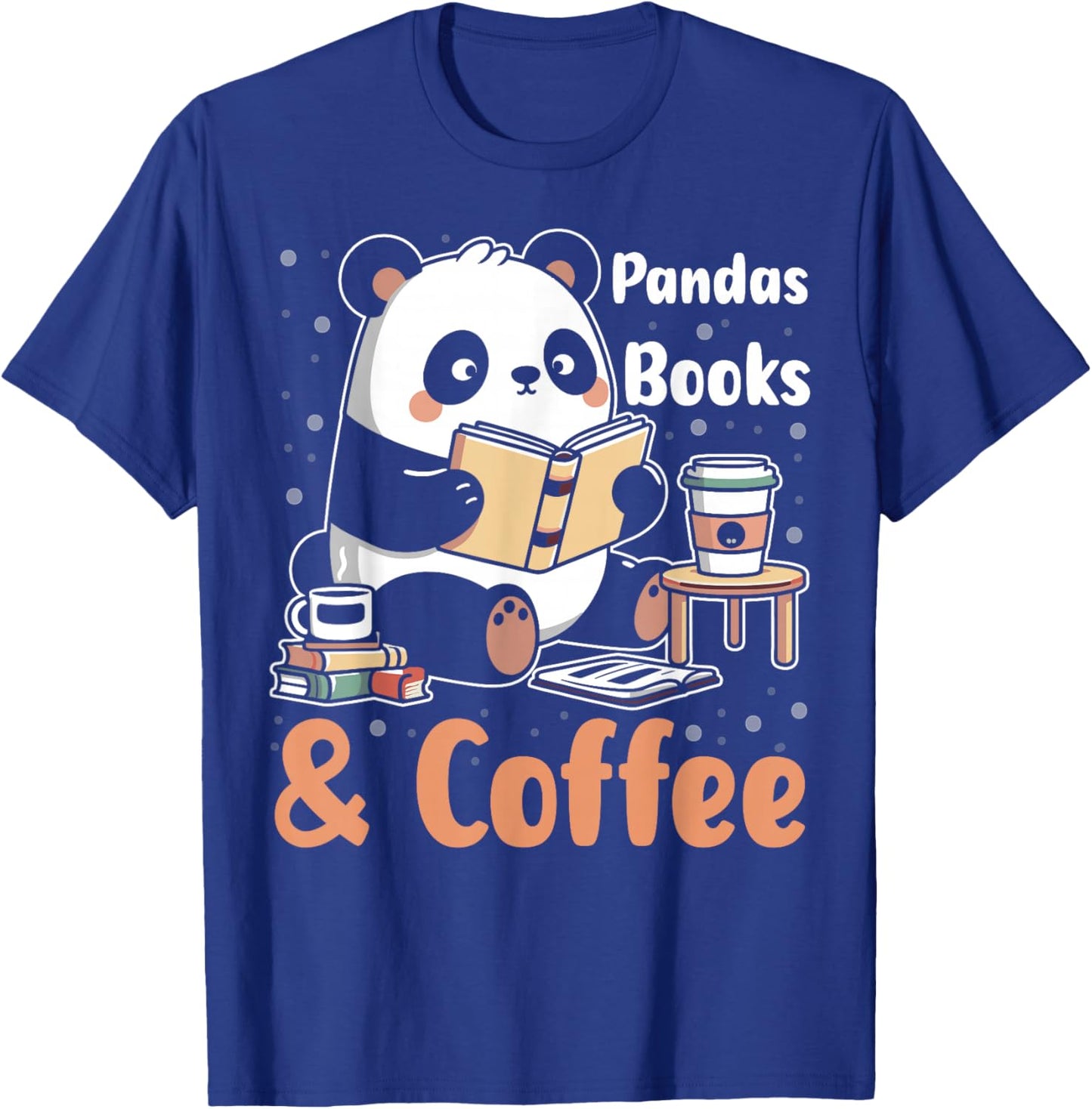 Books Reading Reader Panda - Funny Panda Books and Coffee T-Shirt - T-Shirt | Royal