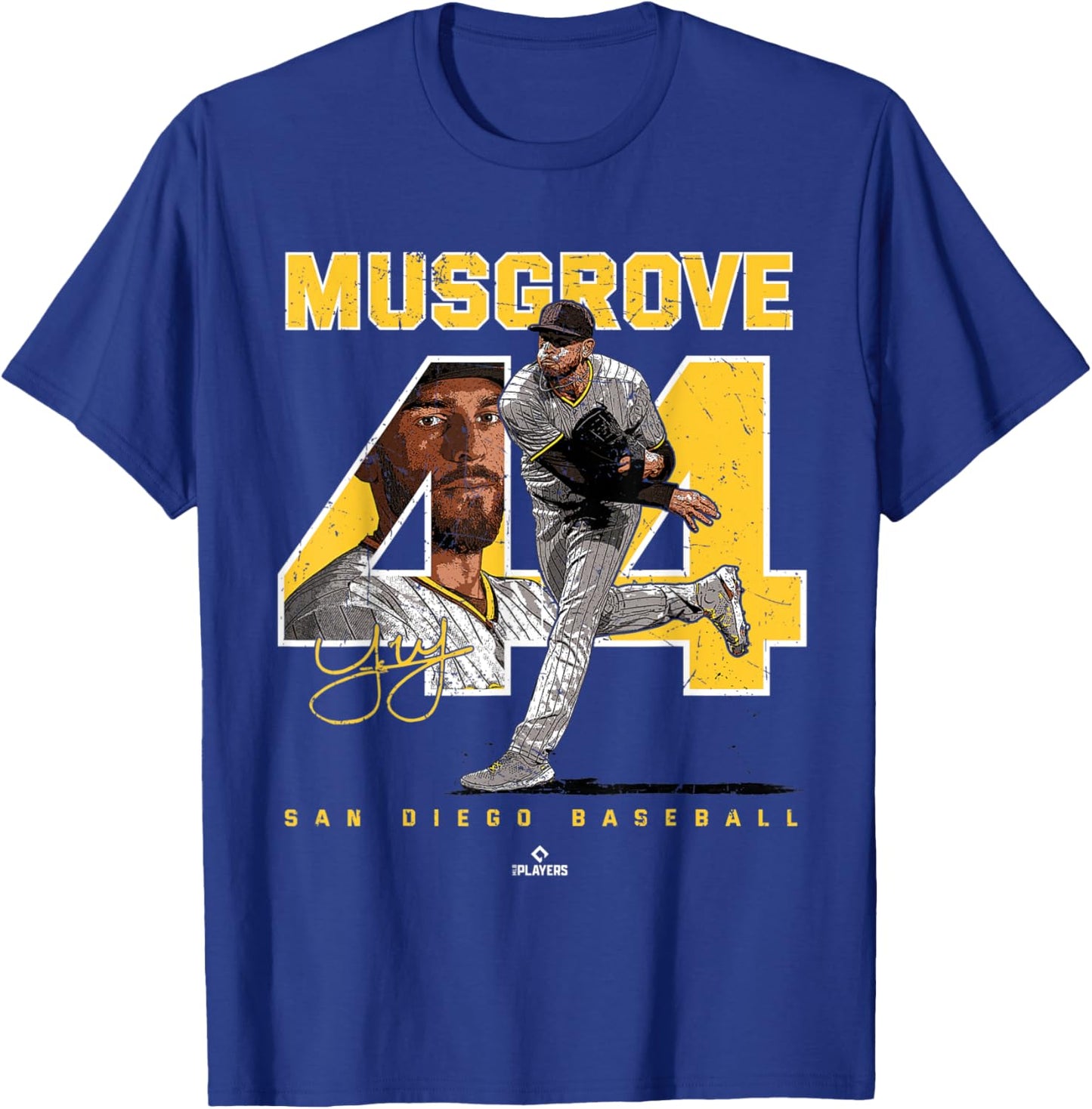 Number and Portrait Joe Musgrove San Diego MLBPA T-Shirt - T-Shirt | Royal