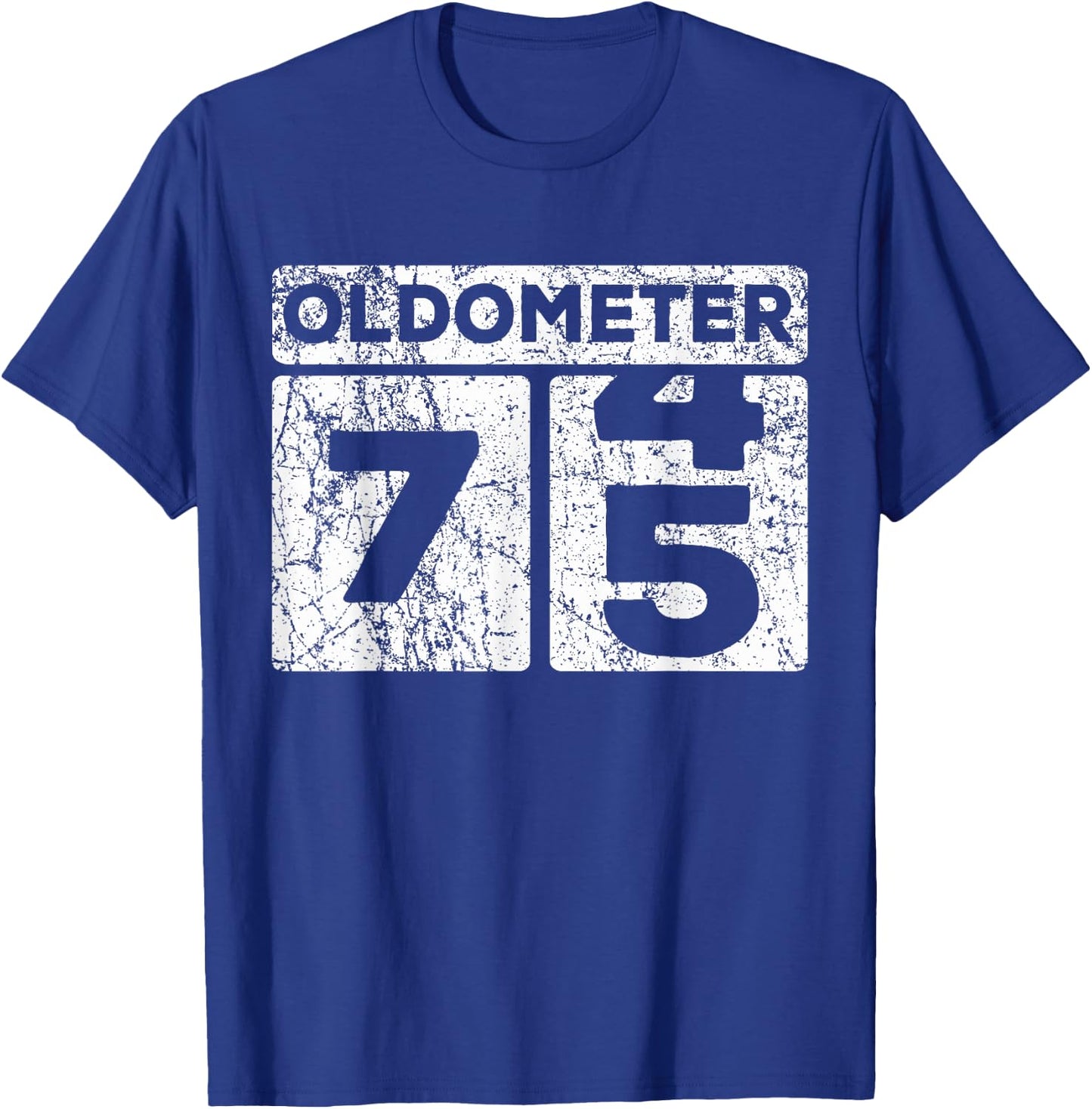 Oldometer 74-75 Car Odometer Funny 75th Birthday T-Shirt - T-Shirt | Royal