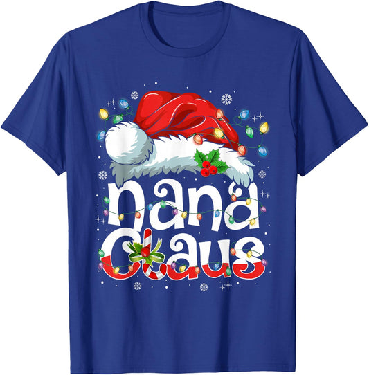 Nana Claus Shirt Christmas Lights Pajama Family Matching T-Shirt - T-Shirt | Royal