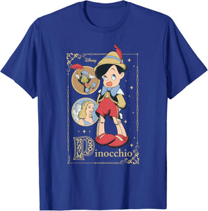 Pinocchio - Jiminy Cricket Blue Fairy Group T-Shirt - T-Shirt | Royal