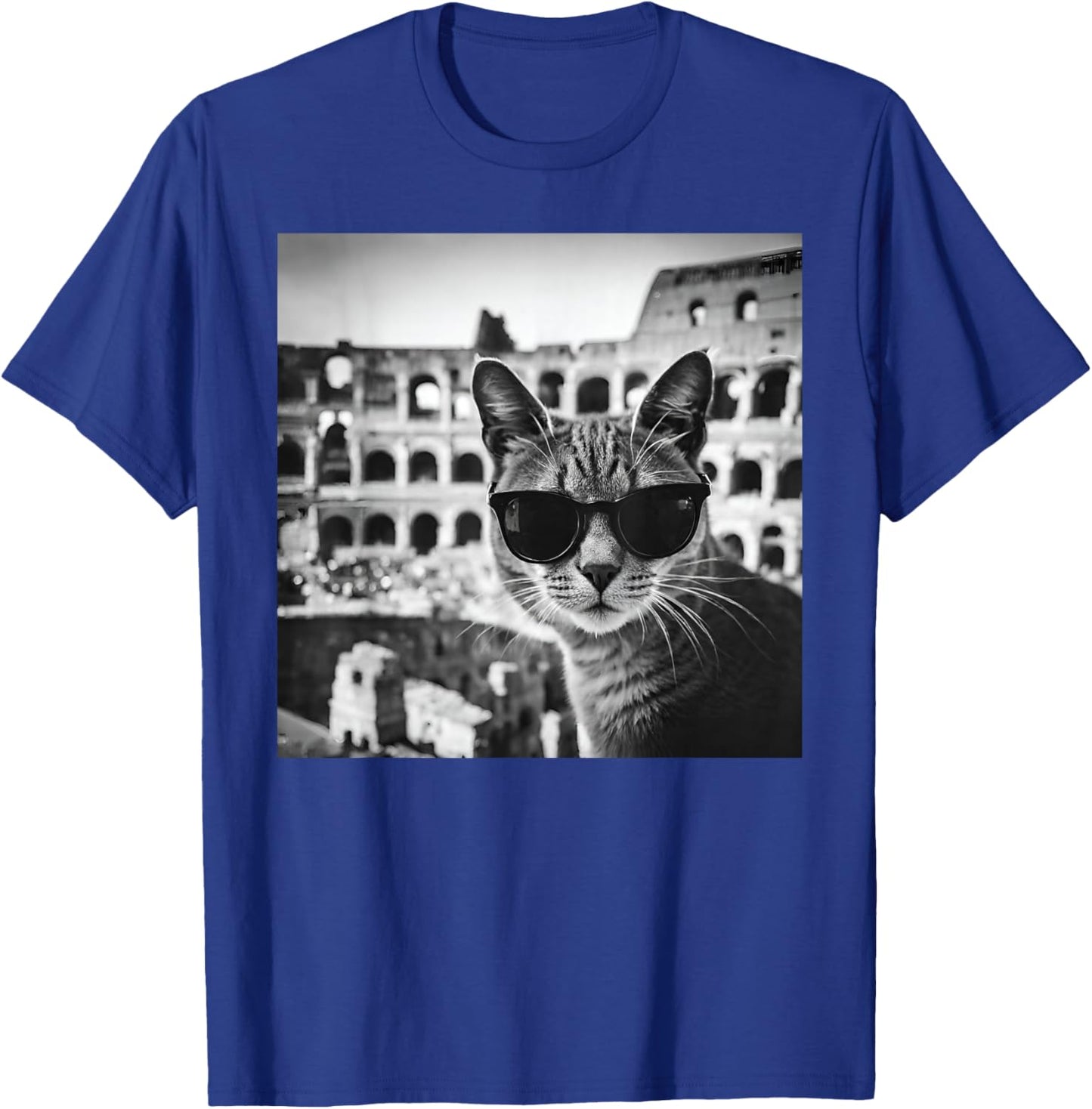Funny Italy Cat Wearing Sunglasses At The Roman Colosseum T-Shirt - T-Shirt | Royal