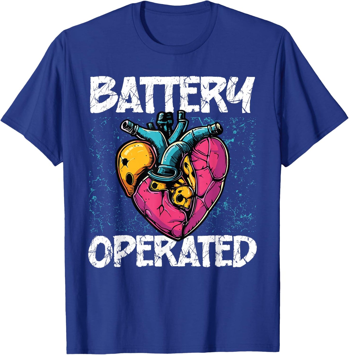 Battery Operated Heart Pace Maker Heart Attack Survivor T-Shirt - T-Shirt | Royal