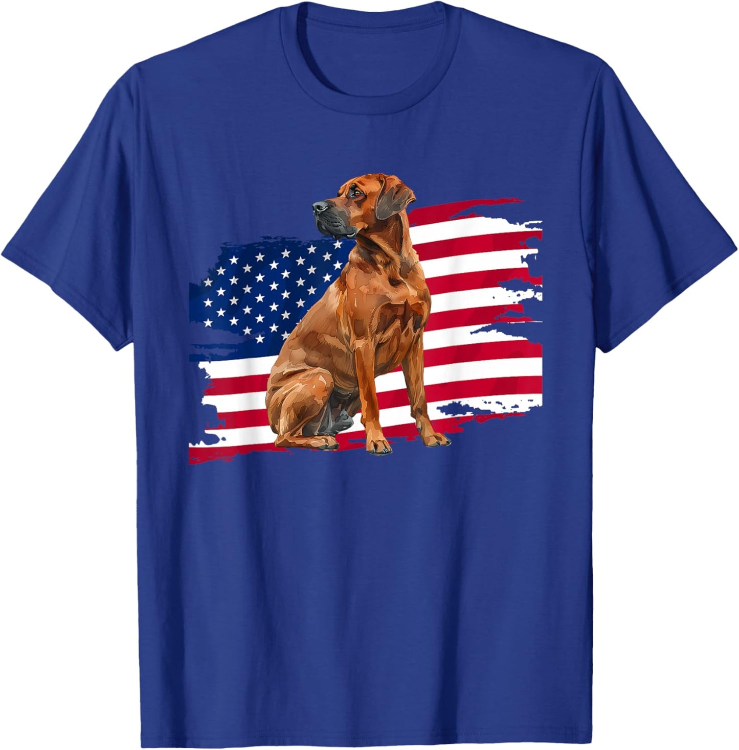 USA Flag 4th Patriotic Rhodesian Ridgeback Lover T-Shirt - T-Shirt | Royal