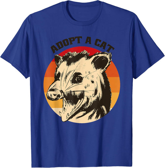 Opossum Adopt A Cat Vintage Funny Possum T-Shirt - T-Shirt | Royal
