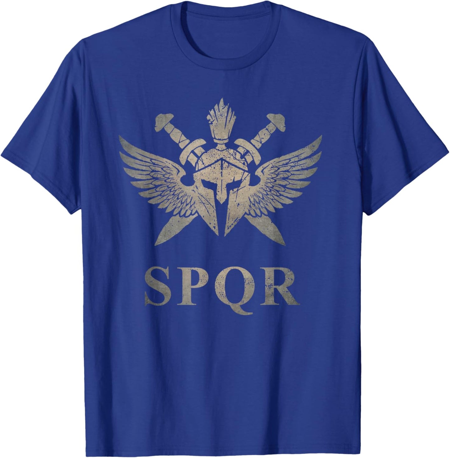 SPQR Roman Legion Soldier Gladiator Swords Eagle Wing Helmet T-Shirt - T-Shirt | Royal