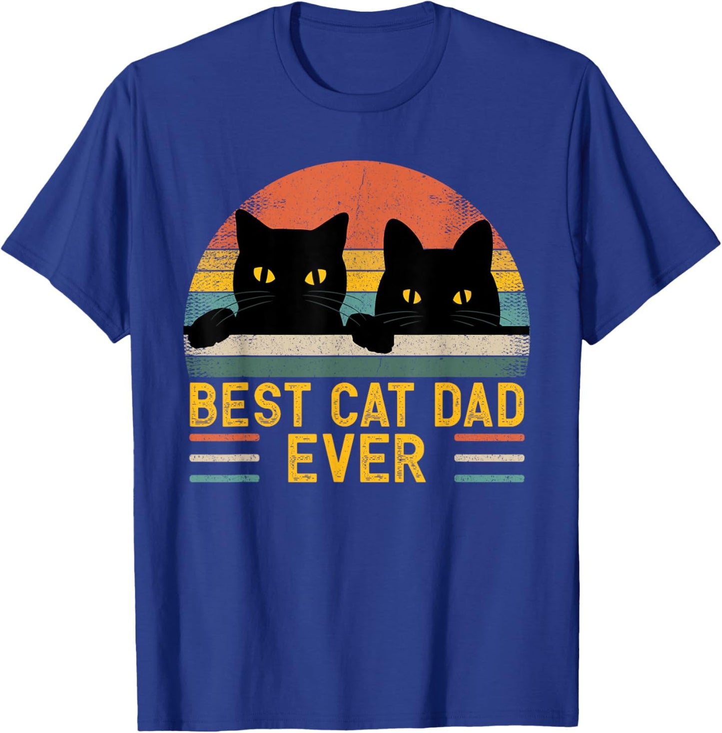 Best Cat Dad Ever Retro Style Black Cats Lover T-Shirt - T-Shirt | Royal