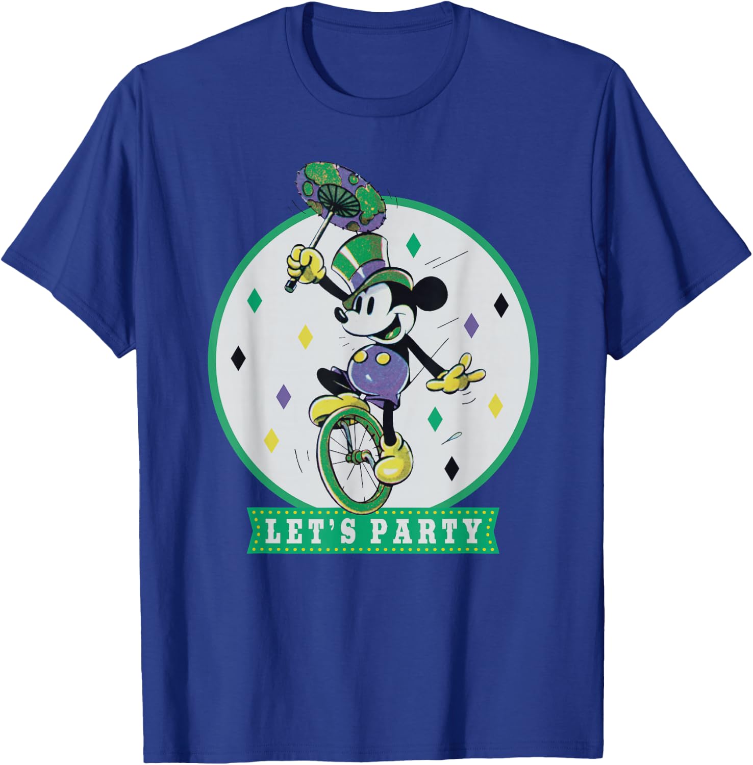 Disney Mickey Mouse Let's Party Mardi Gras Vintage T-Shirt - T-Shirt | Royal