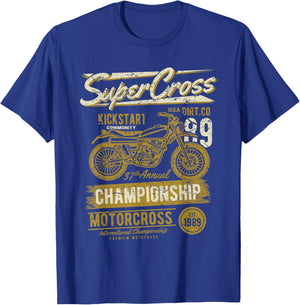 Retro Dirt Bike Supercross Motocross Vintage Design T-Shirt - T-Shirt | Royal