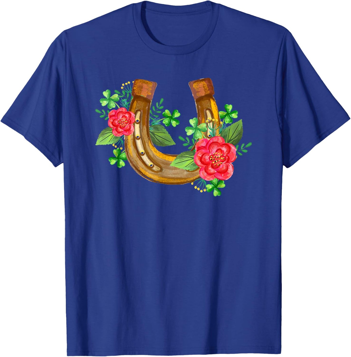 Good Luck Horseshoe Shamrock Horse Lover St. Patrick's Day T-Shirt - T-Shirt | Royal