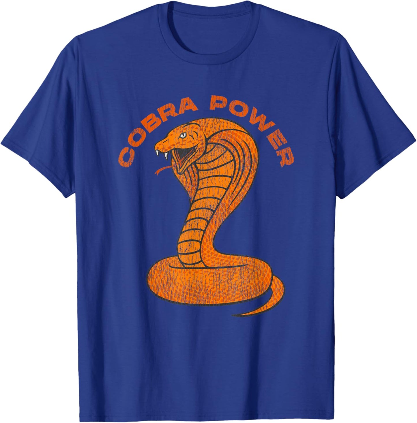 Vintage Distressed King Cobra Power Snake Muscle Car Karate T-Shirt - T-Shirt | Royal
