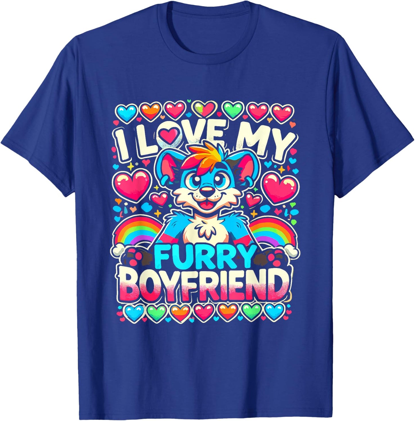 I Love My Furry Boyfriend Anthropomorphism Fursuiter T-Shirt - T-Shirt | Royal