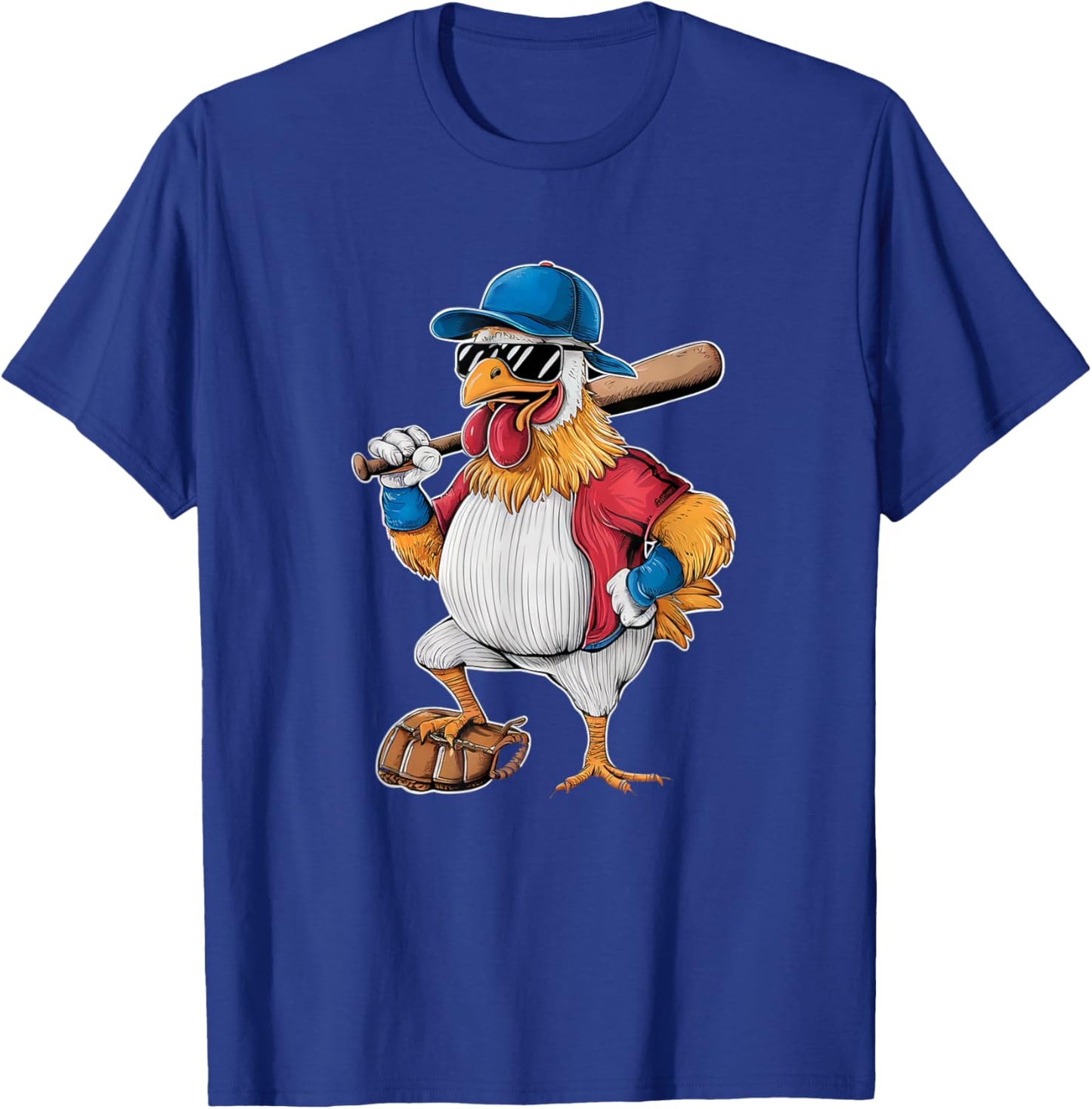 Chicken Baseball Player Funny Sports Design T-Shirt - T-Shirt | Royal