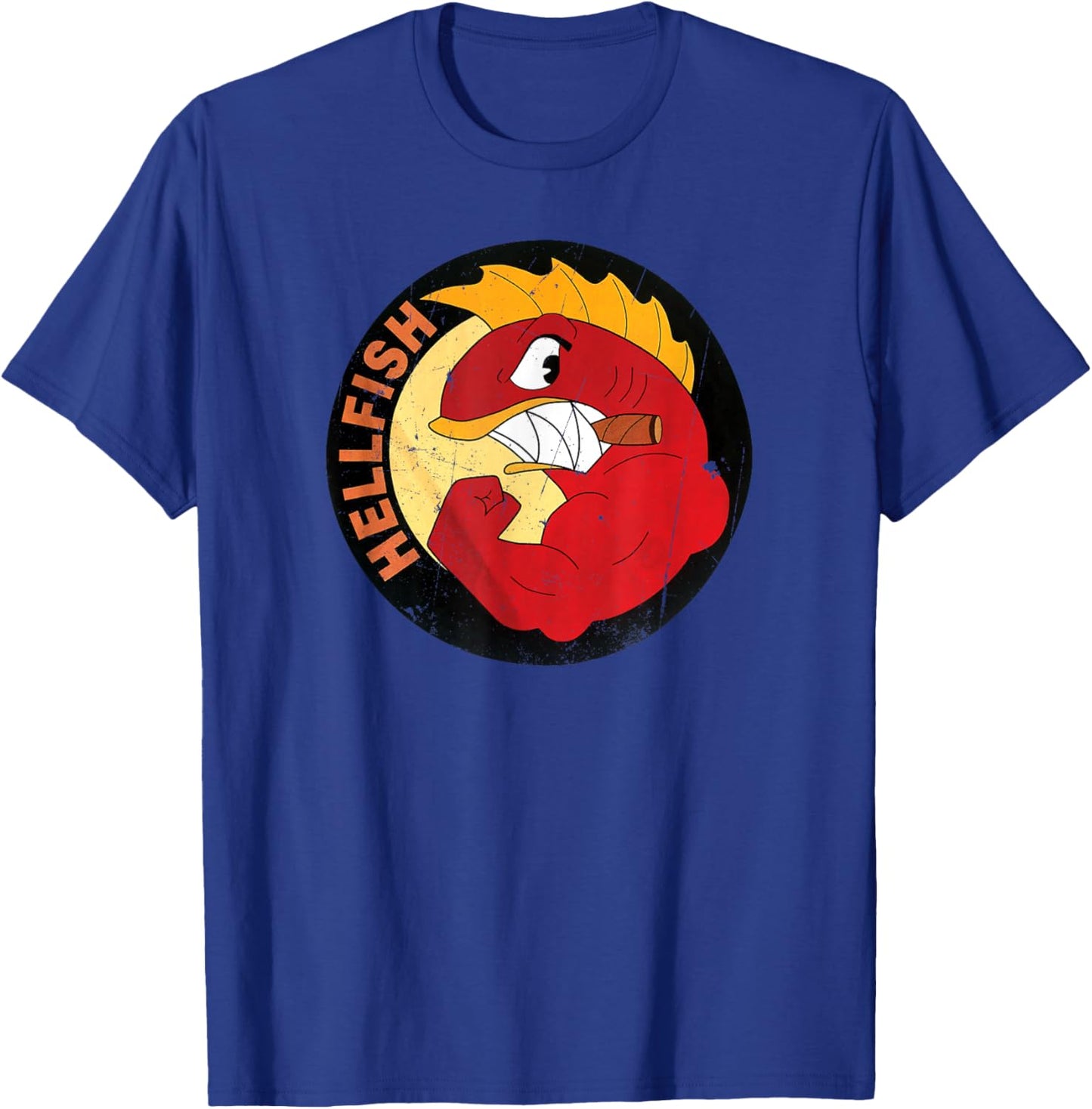 Flying Hellfish Raging Grandpa Abe -Distressed Finish T-Shirt - T-Shirt | Royal