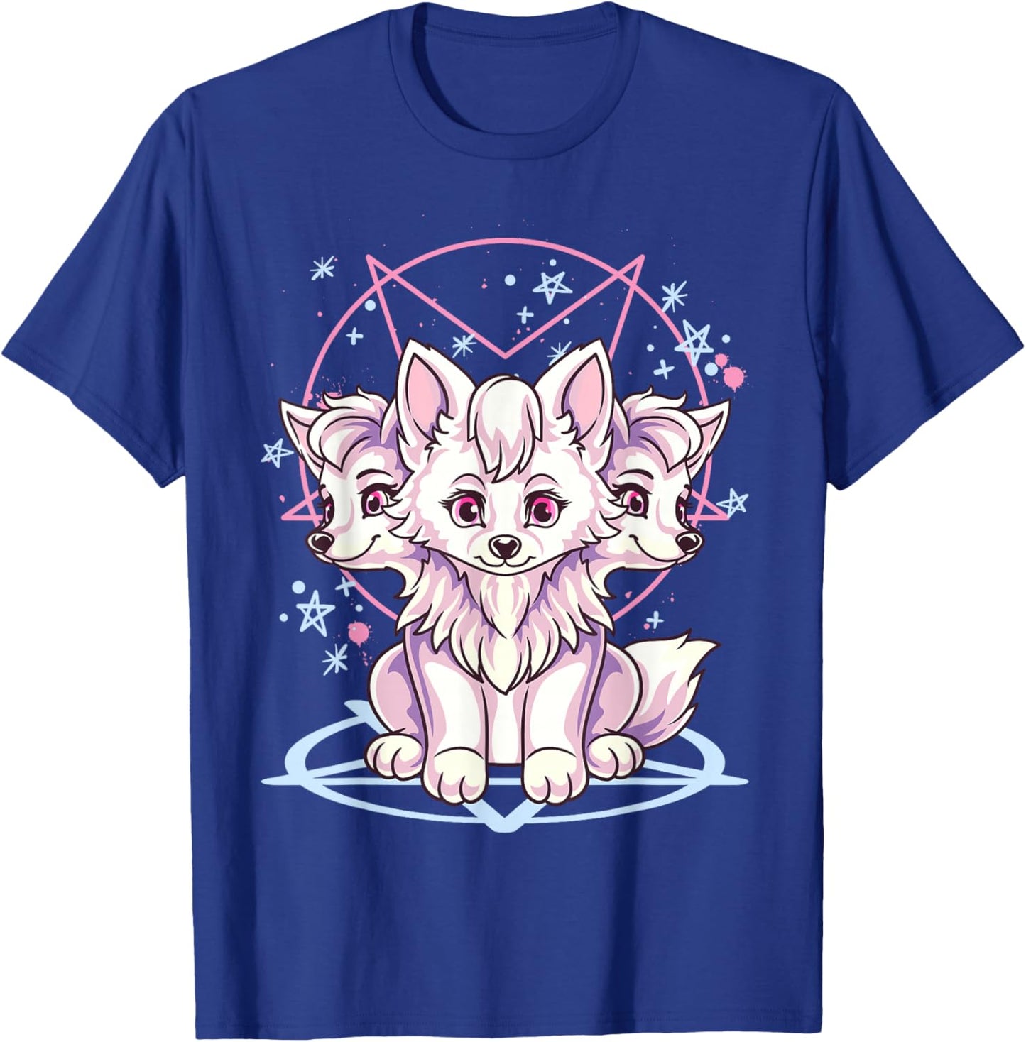 Cute Kawaii Creepy Pastel Goth 3 Headed Cerberus Dog Anime Women Girls Kids T-Shirt - T-Shirt | Royal