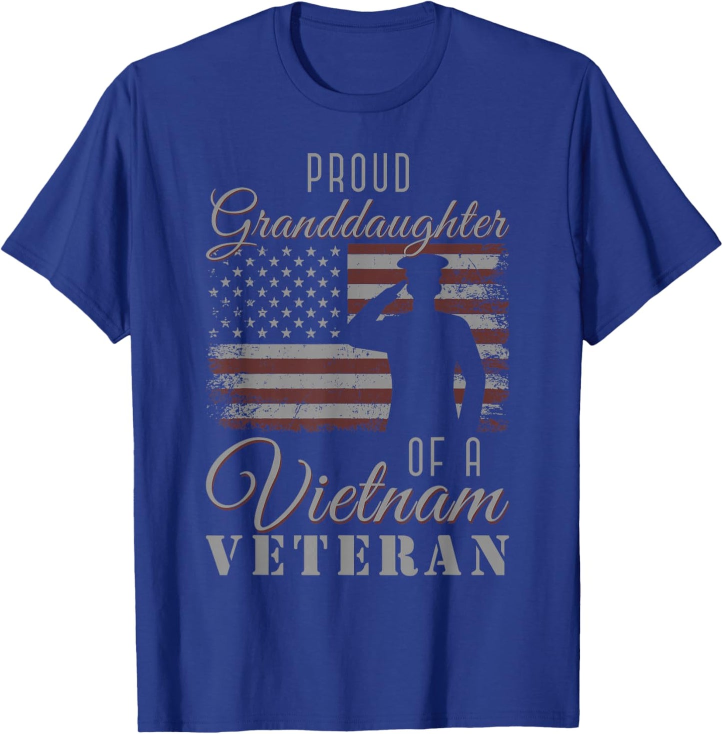 USA Flag Soldier Proud Granddaughter of A Vietnam Veteran T-Shirt - T-Shirt | Royal