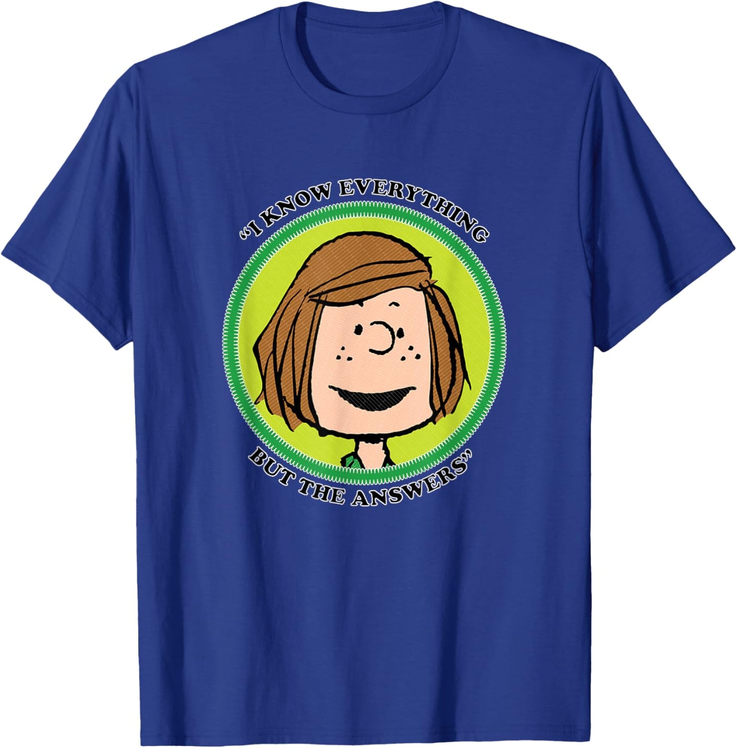 Peanuts Peppermint Patty Badge T-Shirt - T-Shirt | Royal