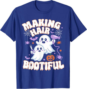 Making Hair Bootiful Halloween Spooky Ghosts Hair Stylist T-Shirt - T-Shirt | Royal