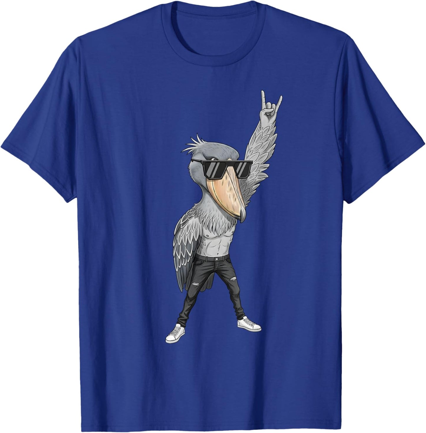 Cool Rocker Shoebill Cigogne Oiseau en Cuir Biker Tenue T-Shirt - T-Shirt | Royal