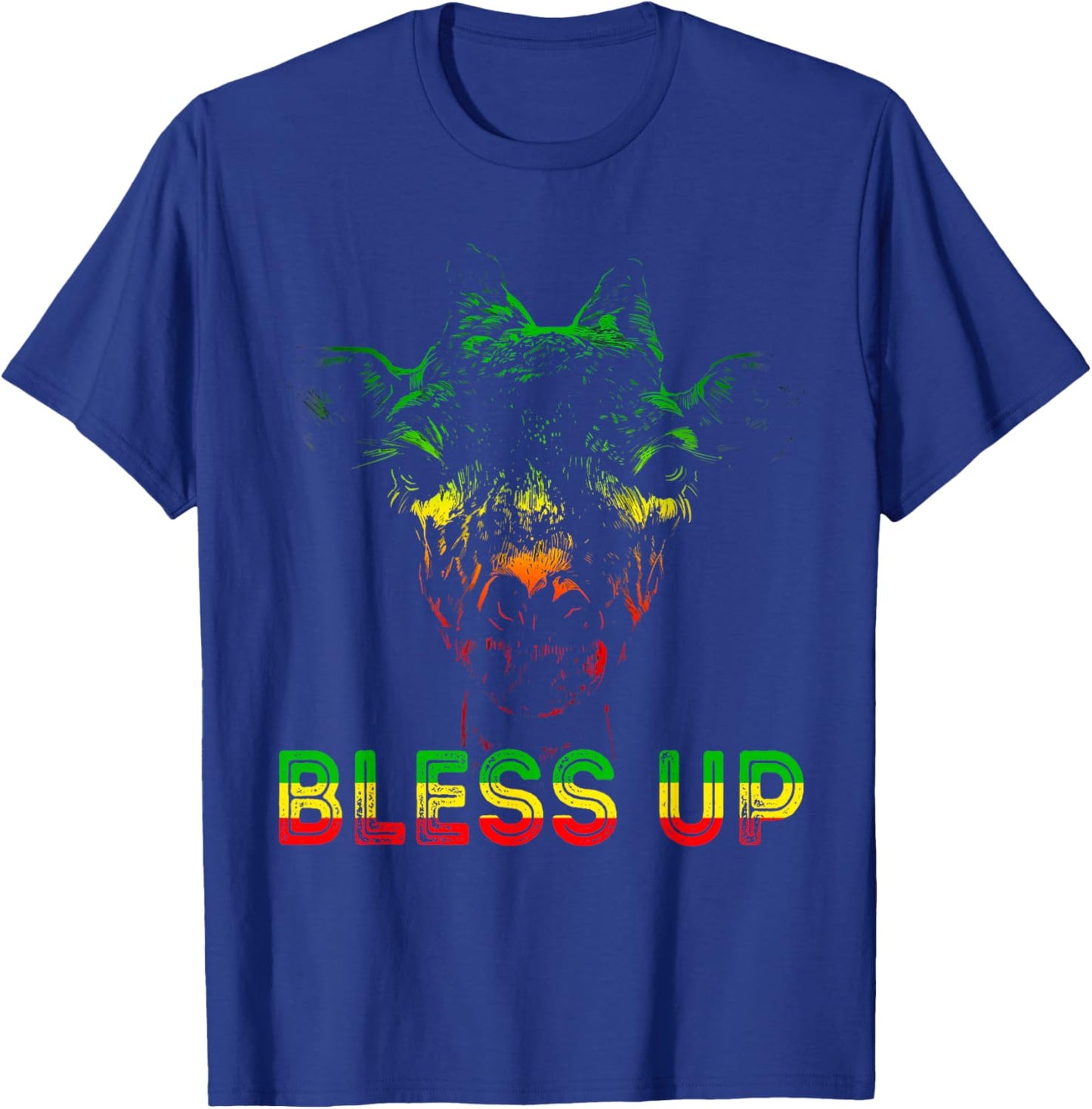 Rasta Reggae Giraffe Bless Up Reggae Flag Jamaica Rastafari T-Shirt - T-Shirt | Royal