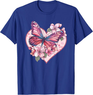 Colorful Butterfly With Flowers I Butterfly T-Shirt - T-Shirt | Royal