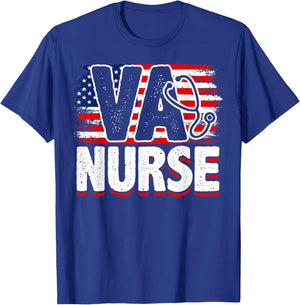 VA Nurse, Veteran & Patriot Nursing, US Military Nurse T-Shirt - T-Shirt | Royal